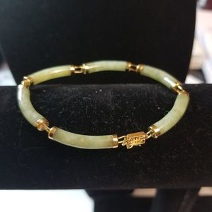 14K Yellow Gold Jade Bracelet